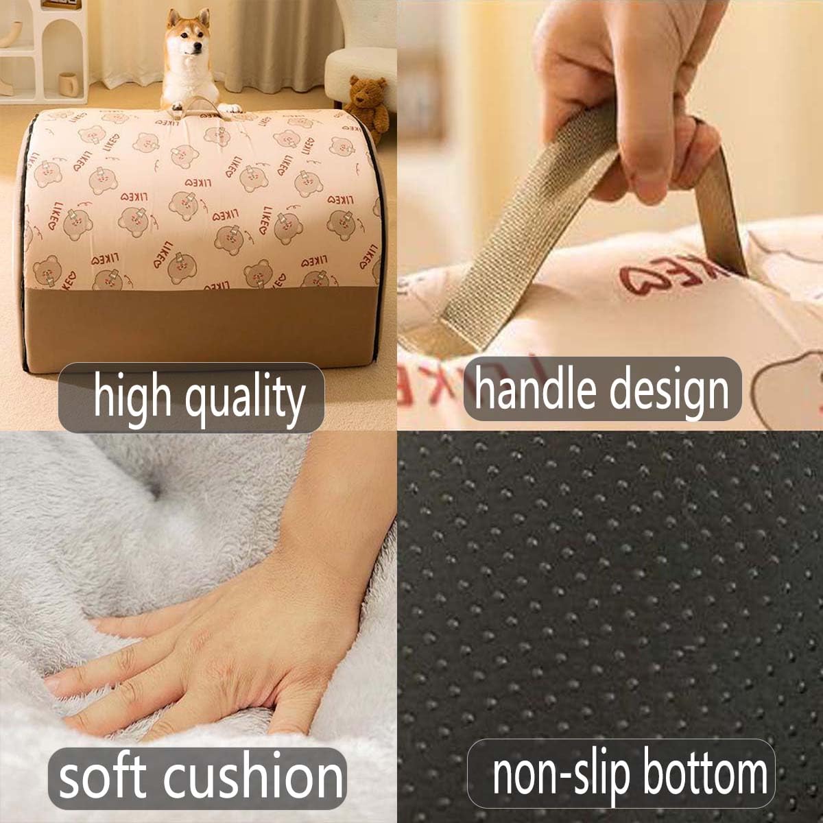 Warmaw 2-in-1 Hundehütte und Hundebett Indoor Faltbar Warm mit Weichem Kissen Rutschfest Waschbar für Hunde und Katzen