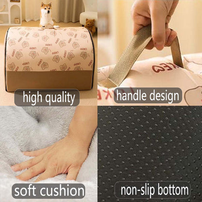 Warmaw 2-in-1 Hundehütte und Hundebett Indoor Faltbar Warm mit Weichem Kissen Rutschfest Waschbar für Hunde und Katzen